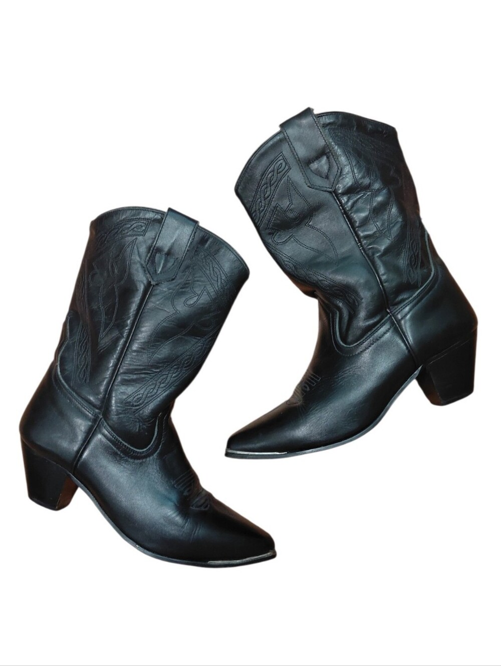 Oak Tree Farms Women's Black Cowboy Boots  Size 10 Western Leather Boots